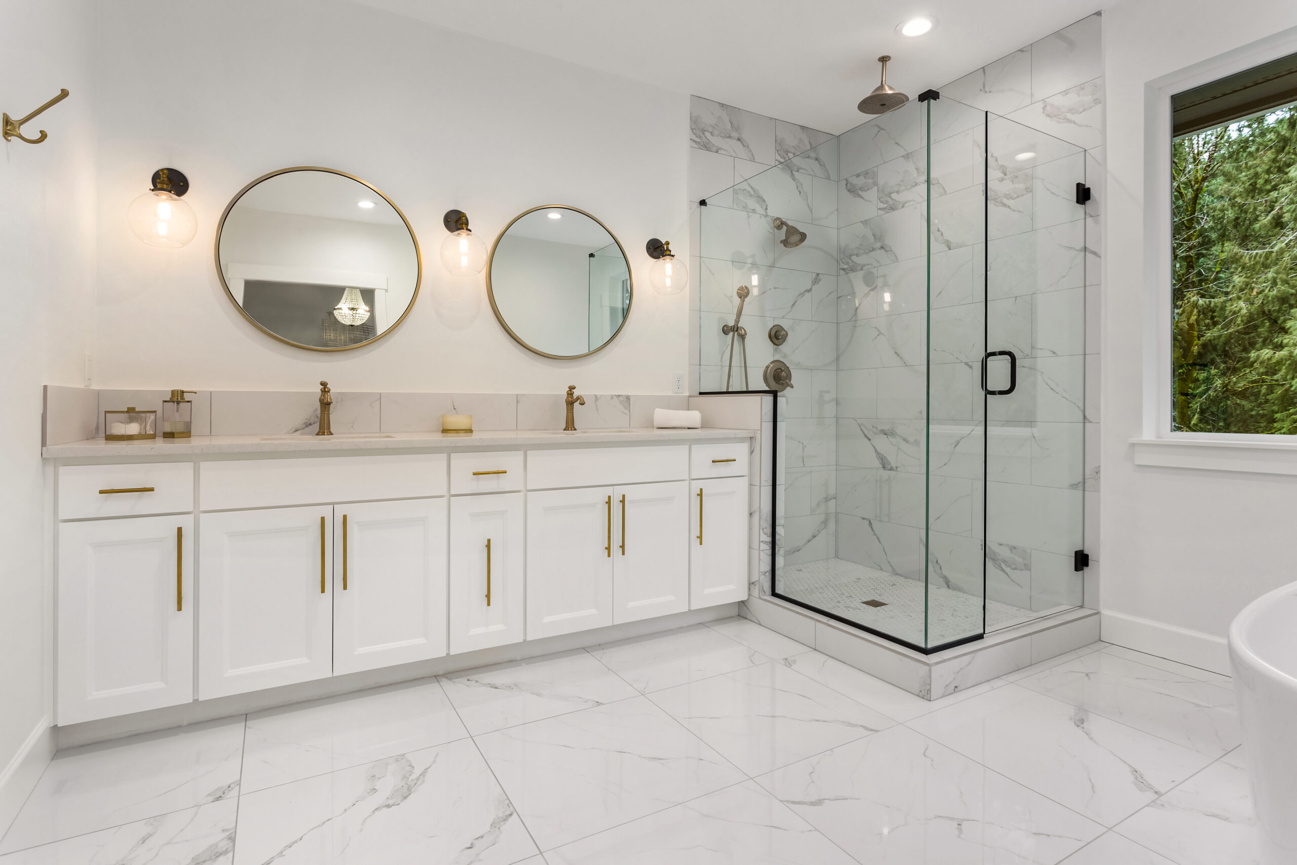 Bathroom in New Downey Luxury Home: Master Ensuite Bathroom with Two Si